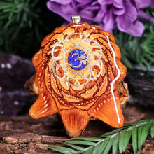 Load image into Gallery viewer, Crushed Lapis (Glows) with Gold Seed of Life and Front Om
