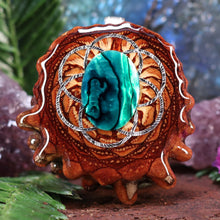 Load image into Gallery viewer, Green Paua Shell with Seed of Life