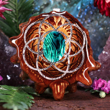 Load image into Gallery viewer, Green Paua Shell with Seed of Life