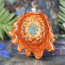 Load image into Gallery viewer, Crushed Malachite (Glows) with Seed of Life