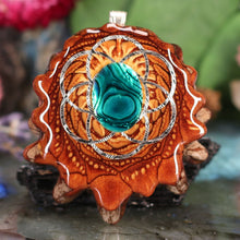 Load image into Gallery viewer, Green Paua Shell with Seed of Life