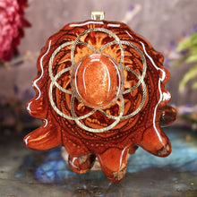 Load image into Gallery viewer, Red Sunstone with Seed of Life