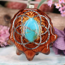 Load image into Gallery viewer, Blue Mohave Turquoise with Seed of Life