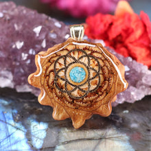 Load image into Gallery viewer, Mini Crushed Turquoise (Glows) with Seed of Life
