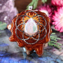 Load image into Gallery viewer, White Druzy Quartz with Seed of Life
