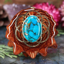 Load image into Gallery viewer, Blue Mohave Turquoise with Seed of Life
