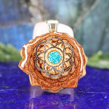 Load image into Gallery viewer, Mini Crushed Turquoise (Glows) with Seed of Life
