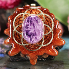 Load image into Gallery viewer, Charoite with Seed of Life
