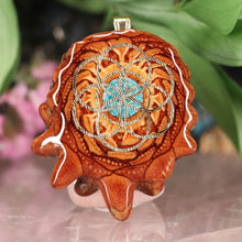 Load image into Gallery viewer, Crushed Turquoise (Glows) with Seed of Life
