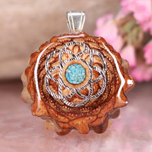 Load image into Gallery viewer, Mini Crushed Turquoise (Glows) with Seed of Life
