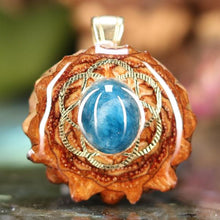 Load image into Gallery viewer, Mini Blue Apatite with Seed of Life

