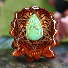 Load image into Gallery viewer, Green Mohave Turquoise with Merkaba
