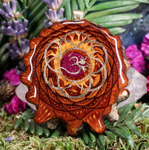 Load image into Gallery viewer, Crushed Sugilite (Glows) with Gold Seed of Life and Front Om

